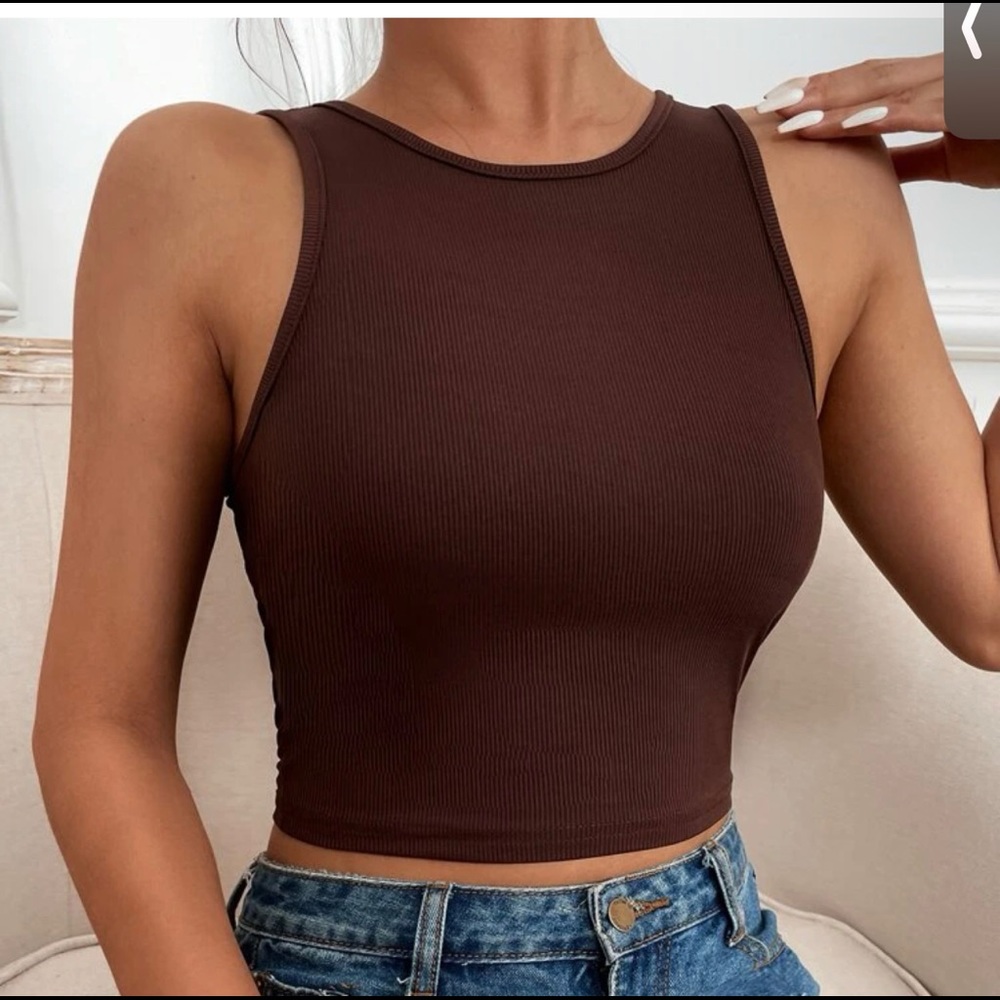 Shein brown ribbed tank